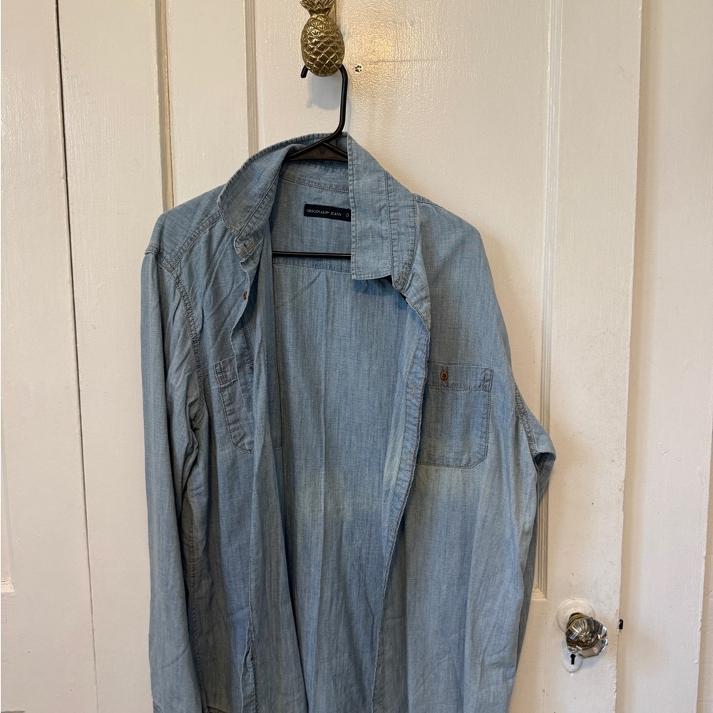 Men's Light Blue Denim Shirt Jacket - Casual Lightweight Layer